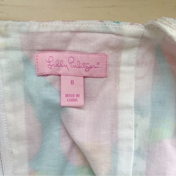 Lilly Pulitzer Morrison Lace Overlay Sleeveless Dress Cutout Back Pink Blue Sz 8 - Picture 4 of 14